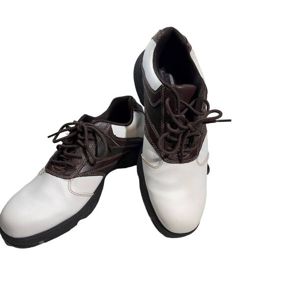 Etonic Golf Shoes Men's 7.5 M Lites Plus Oxford EM6100-14 Brown White Cleats - Picture 1 of 14